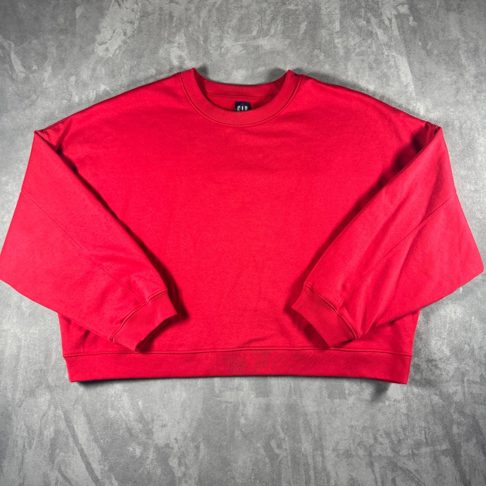GAP Wedge Seamed Crewneck Sweatshirt Modern Red Fleece XXL NEW